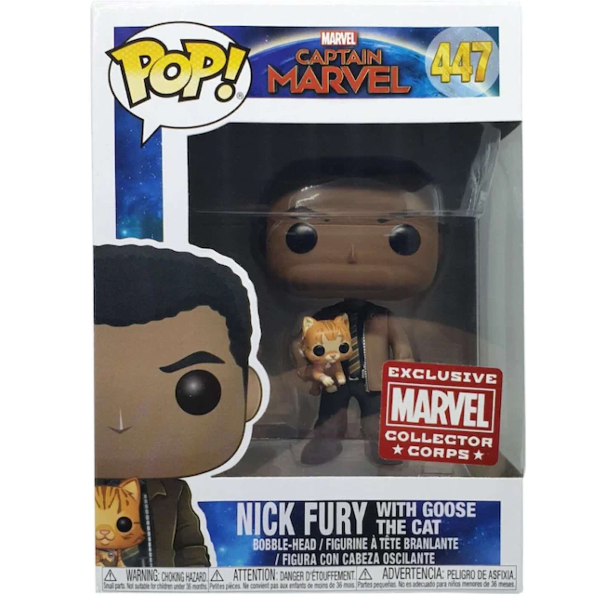 Nick Fury with Goose the Cat Funko Pop! MARVEL COLLECTOR CORPS-Jingle Truck Toys