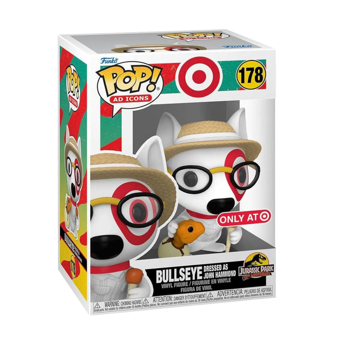 FUNKO POP AD ICONS BULLSEYE DRESSED AS JOHN HAMMOND # 178 JURASSIC PARK TARGET FUNKO POP AD ICONS BULLSEYE DRESSED AS JOHN HAMMOND # 178 JURASSIC PARK TARGET