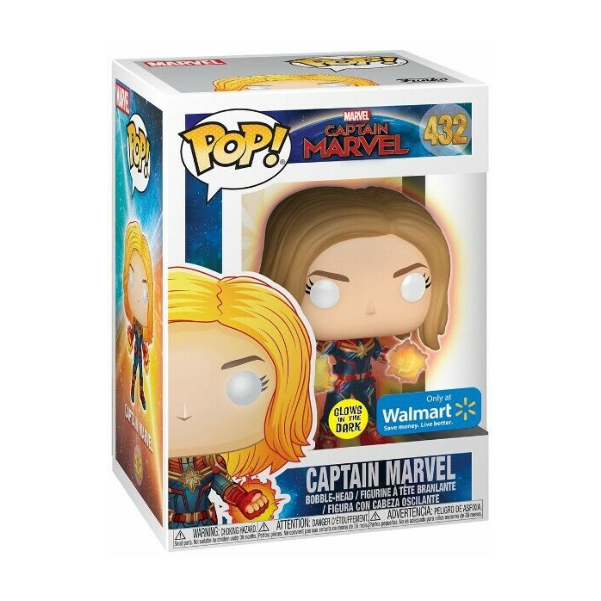 Captain Marvel (Glow in the Dark) GITD Funko Pop! WALMART EXCLUSIVE