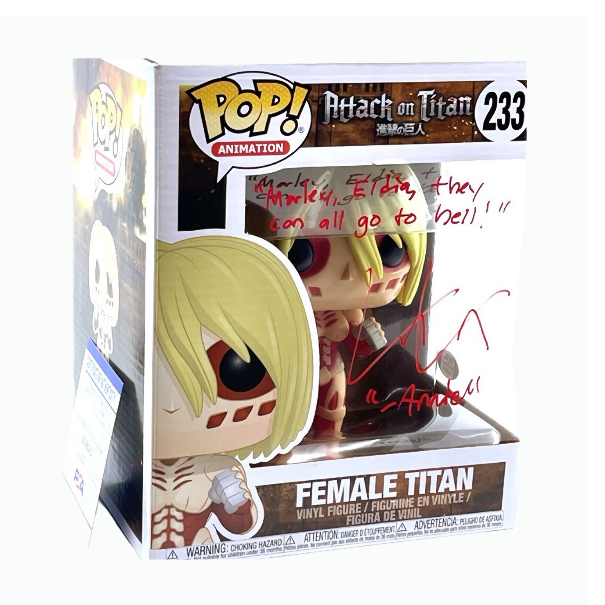 Female Titan Signed w/ Authentication LARGE Funko Pop!